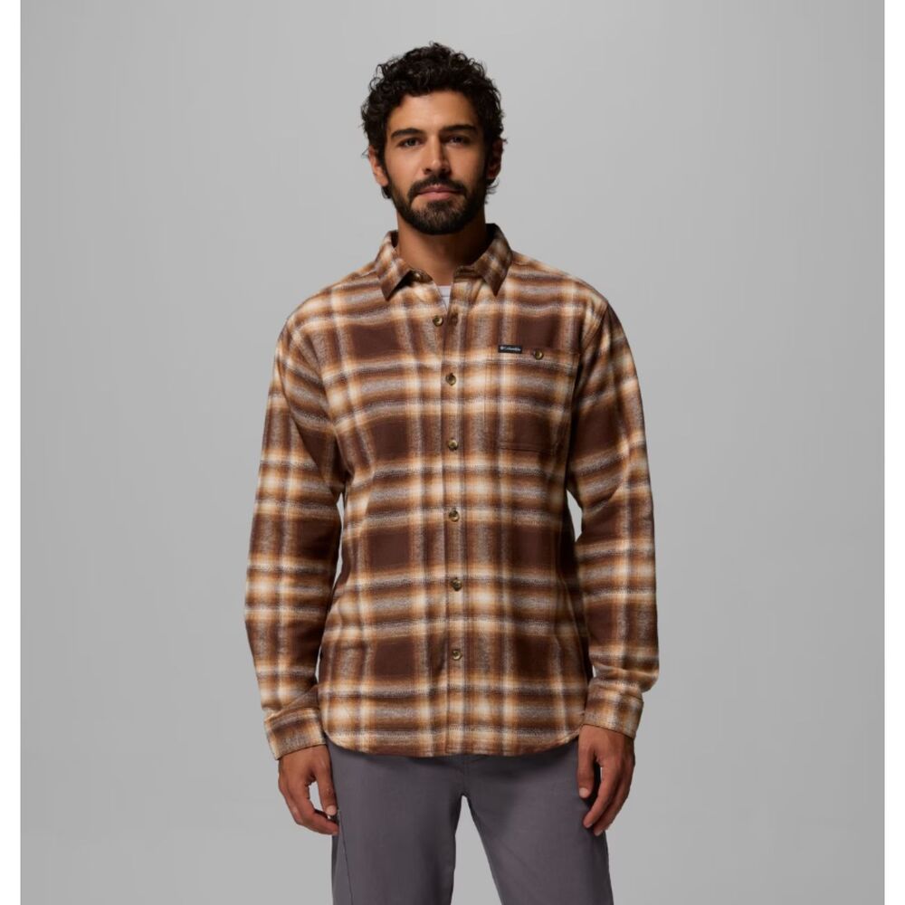 Columbia Heavy Flannel Shirt Medium Brown Plaid Long Sleeve Button Up Cotton NWT